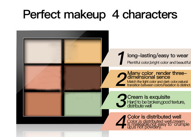 Crayon correcteur fait sur commande de découpe de bon marché 6 couleurs de marque de distributeur de cosmétiques de maquillage