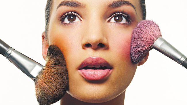 Le maquillage minéral de cosmétiques imperméables rougissent miroitement et matte de palette pour l'usage quotidien