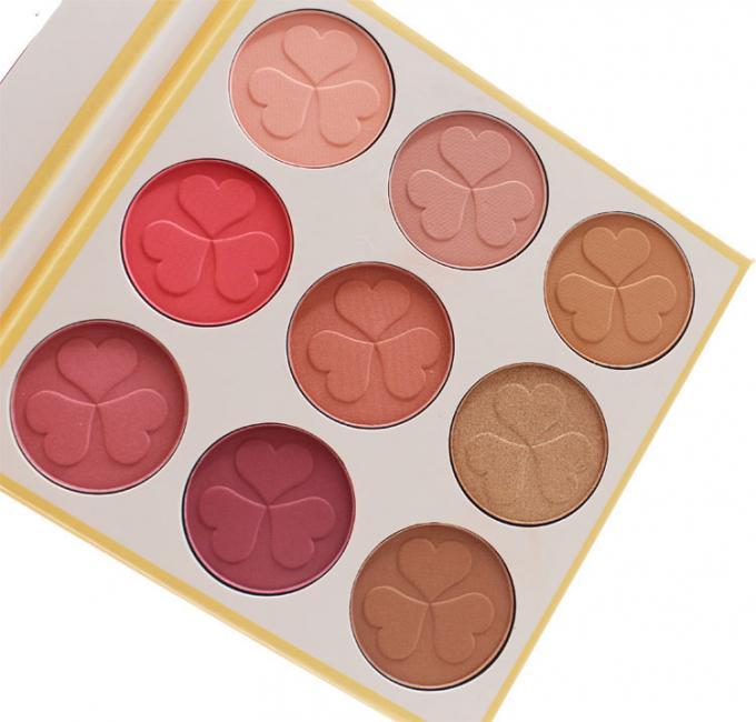 Le maquillage mat de visage de 9 couleurs rougissent marque de distributeur rose de plats de chargeur de poudre