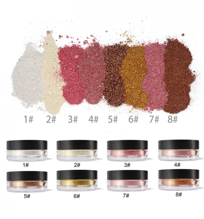La barre de mise en valeur de joue de maquillage de 8 couleurs, barre de mise en valeur fortement pigmentée saupoudrent lâchement